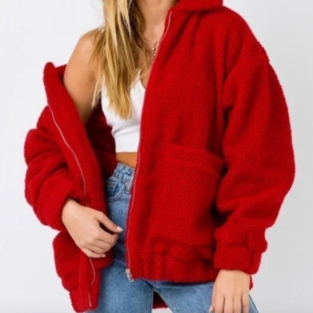 I.AM.GIA. Teddy Red Oversized Jacket - Picture 9 of 9